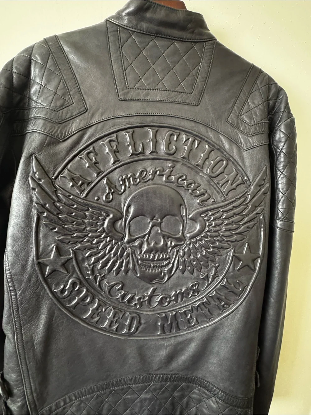 Affliction Men's Black Leather Jacket - Picture 4 of 5